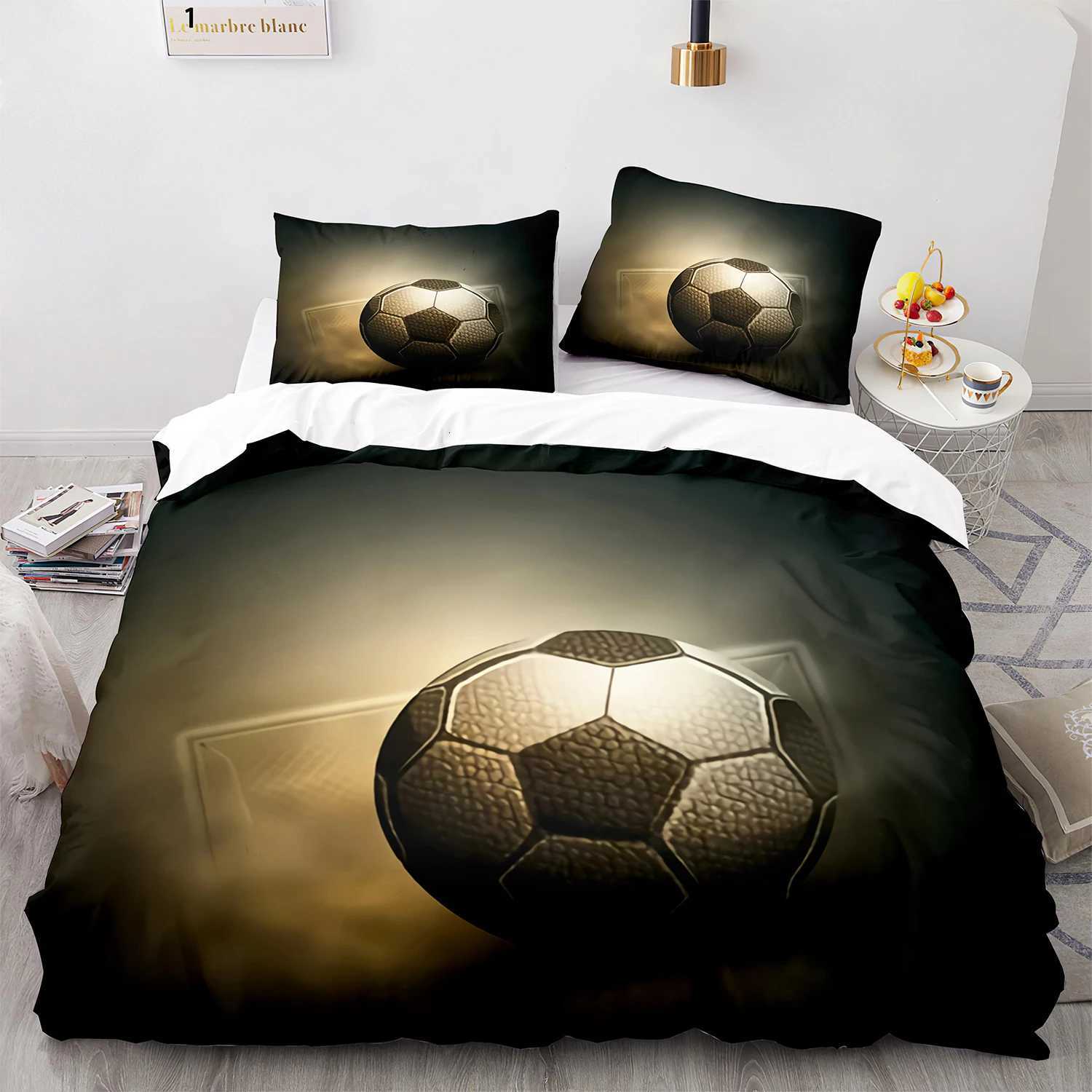 Football King Queen Duvet Cover 3D Soccer Bedding Set For Kids Teens Adult Ball Game Quilt Cover Sport Fans Soft Comforter CoverM251118