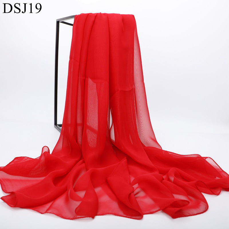 K835 Hot sale pure color georgette silk single color large sun protection shawl figure show training dance scarf