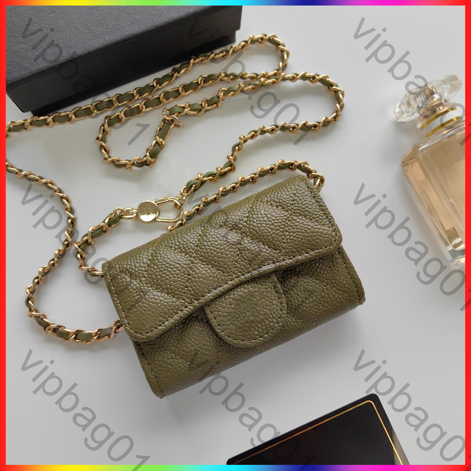 10A Luxury Designer bag Shoulder bag High quality Classic Coin bag Flap Caviar Handbag Chain cc bag Leather Double Letter Buckle crossbody bag women's Mini wallet