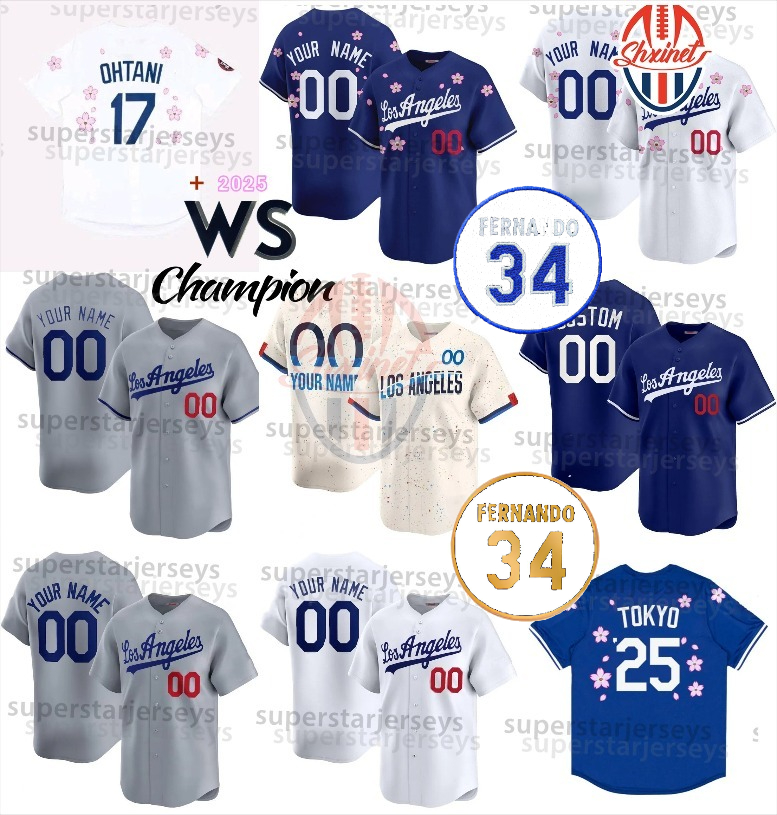 17 Ohtani 2025 World Series Championship Gold Betts Freeman Sasaki Tokyo Series Jersey Hyeseong Kim Freddie Freeman Smith Edman Stitched 34 Valenzuela No. 34 Patch