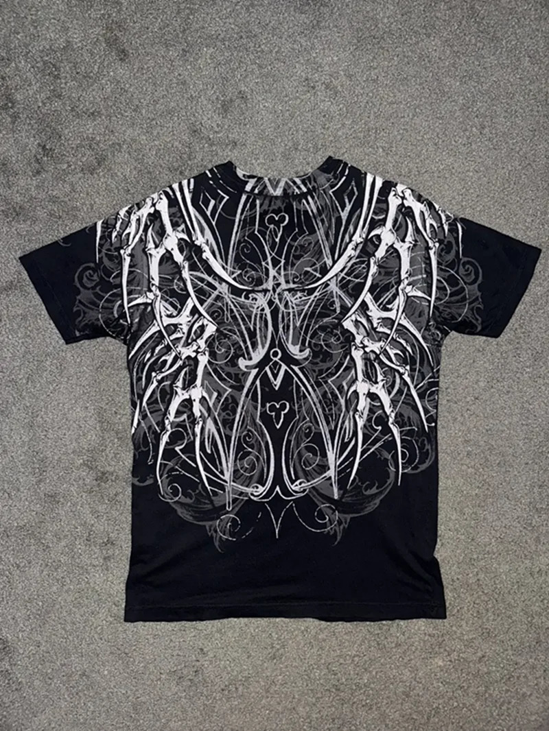 American hiphop retro printed cotton Tshirt mens street Y2K casual loose clown short sleeved unisex punk rock 250408Z