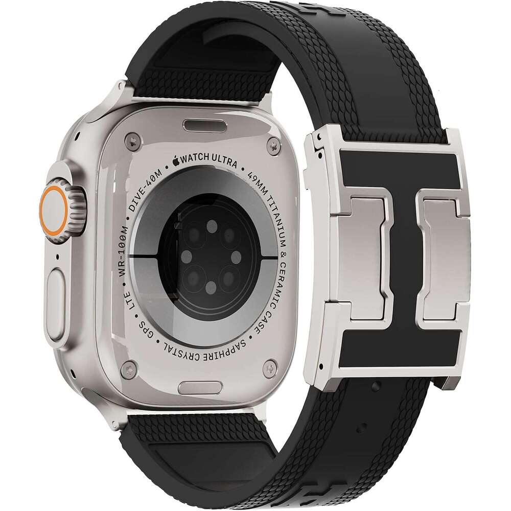 Sport Compatible with Apple Watch Band 49mm/46mm/45mm/44mm/42mm3/2/1 Men, Magnetic Silicone Rugged Replacement Strap for iWatch Ultra 3/2/1 SE3/2/1