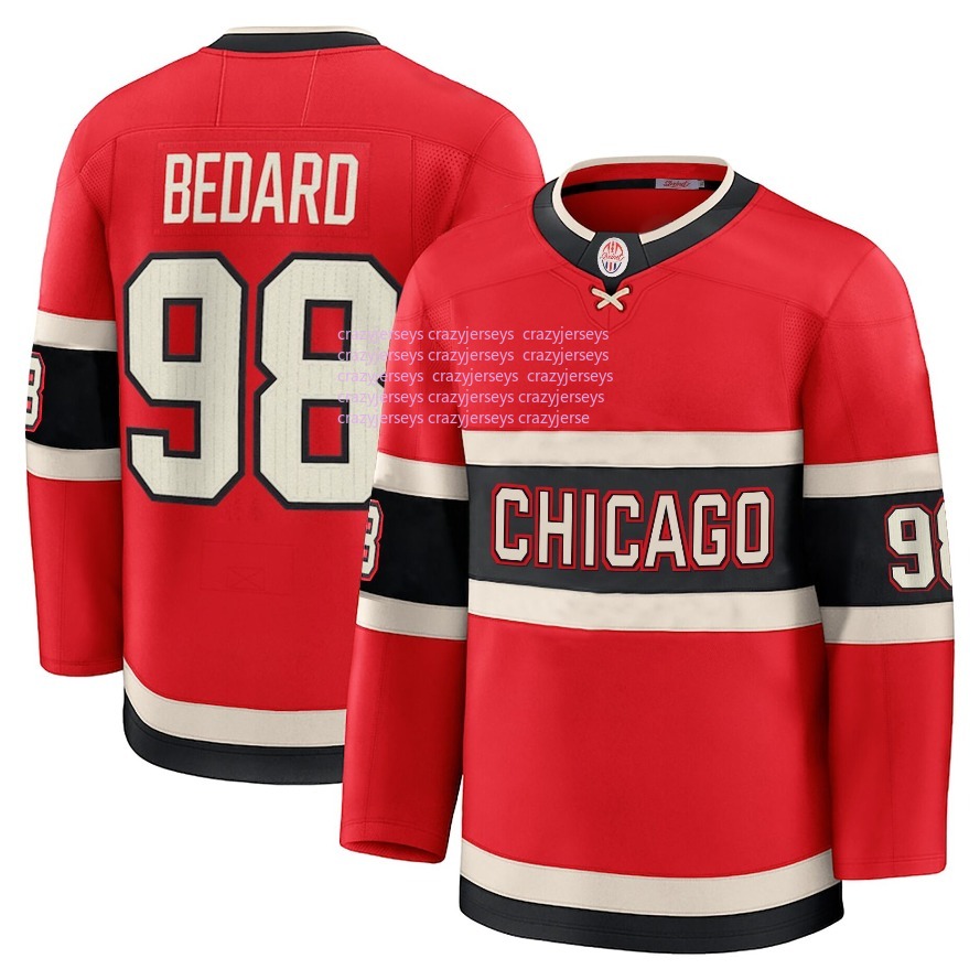 Best seller custom your name number personalize hockey jersey Chicago BEDARD 98 HALL 71 FOLIGNO 17 JOnes4