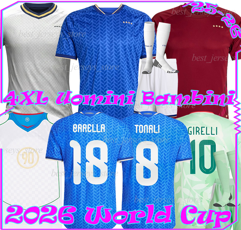 4XL 25/26 Italy soccer jerseys Italia 2026 World Cup RETEGUI RASPADORI FRATTESI CAMBIASO TONALI DI LORENZO ESPOSITO DONNARUMMA men kids kits set socks football shirt