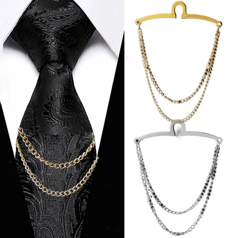 Vintage Men Tie Clip Shirt Chain Buckle U-Shaped Tie Clips Chain Jewelry Business Banquet Wedding Formal Tie Necktie Accessories 250417