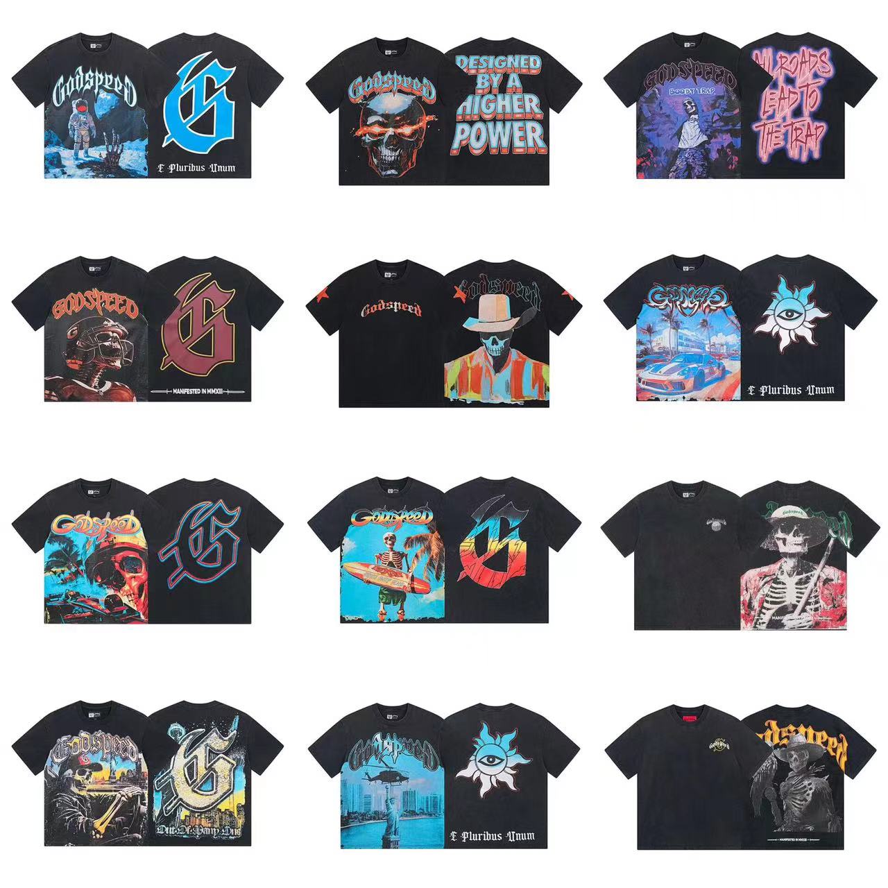 graphic tee shirt designer shirt mens t shirt Vintage printed skull short sleeve washed black tee tshirt t-shirt