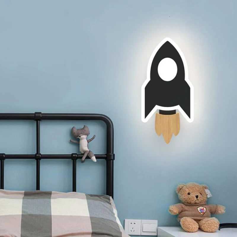 Cartoon LED Rocket Wall Lamp Modern Moon Star Wall Light Indoor Baby Childrens Room Bedside Decoration Light Kids Gift M251118
