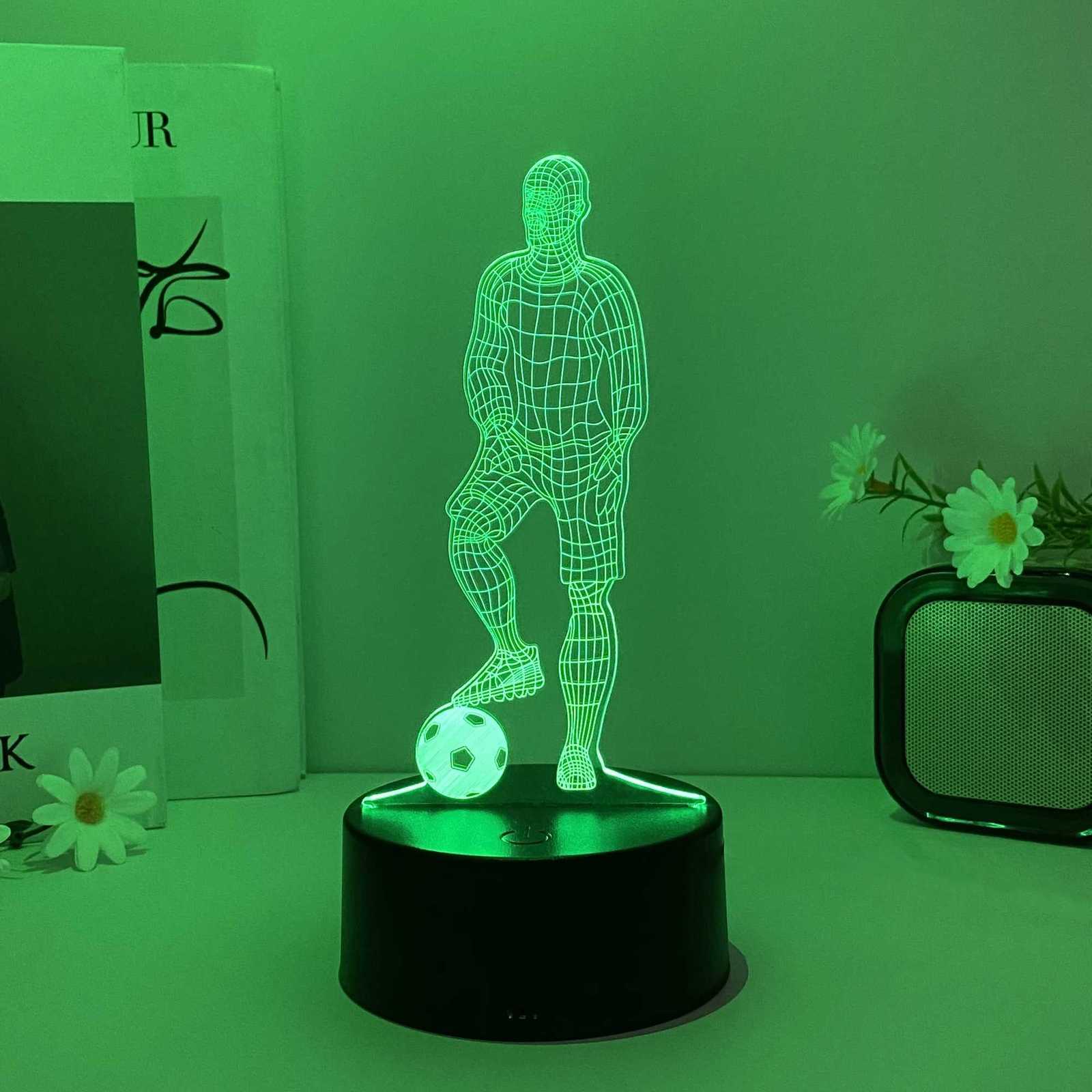 1pcs football player pattern night light USB 3D atmosphere decorative light birthday gifts for family and friends M251118