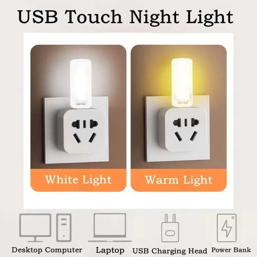 10LEDs USB Touch Dimming Night Light 5V Portable 3000K/6500K Bulb for Bedroom Study PC Laptop Mobile Power Bank Plug in Lighting M251118