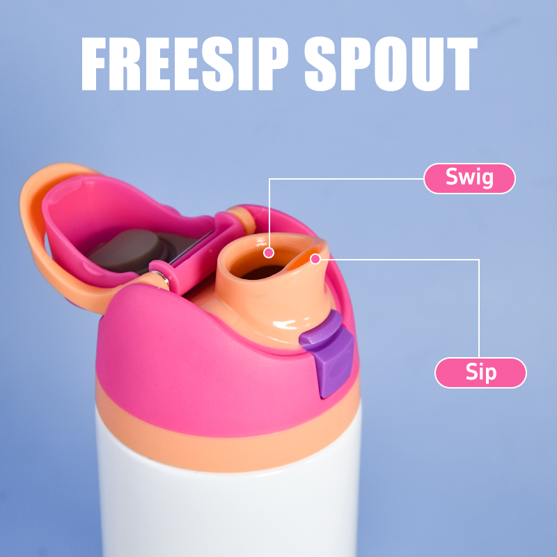 24oz sublimation white sports water bottle with colored lid straw double walls stainless steel vacuum insulated flask fruit drinking bottle A1