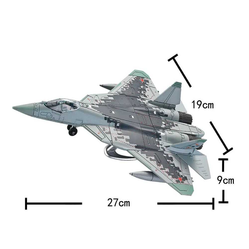 1/100 Scale SU57 Fighter Airplane Model ABS Diecast Aircraft Su-57 Plane Model Toy For Collection Modern Educational Toys build C251118