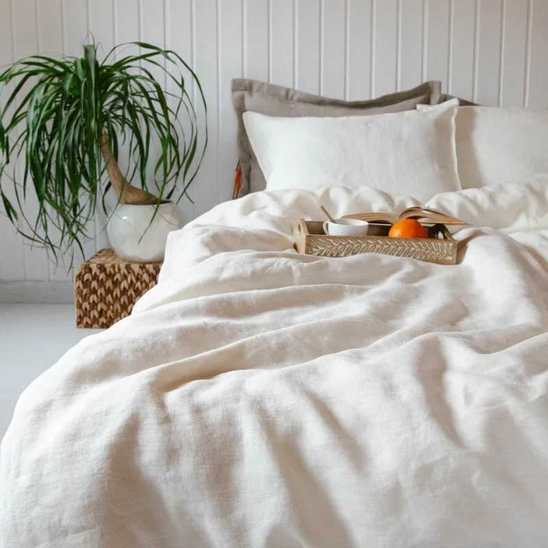 Bed Sheet Set 4 Piece 100 Pure Linen Bedding 1 Flat Sheet 1 Deep Pocket Fitted Sheet 2 cases Flax Sheets Set Bedding SetM251118