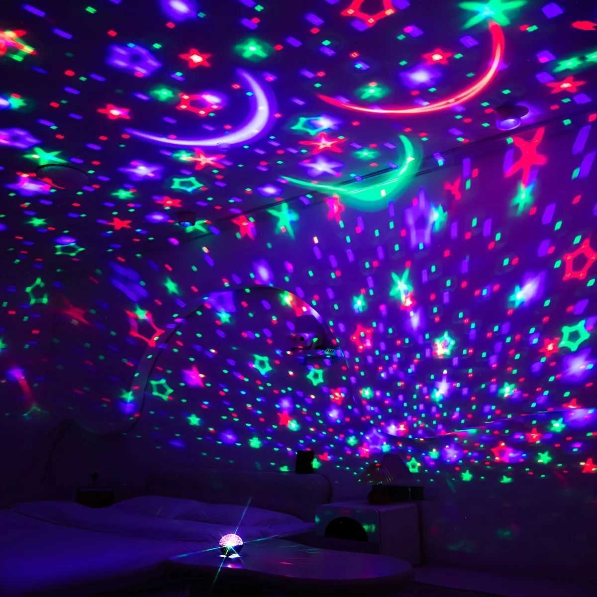 LED Starry Sky Projector Light Stars and Moon Projection 7 Modes Night Light USB Powered for Kids Room Party Decor Holiday Gifts M251118