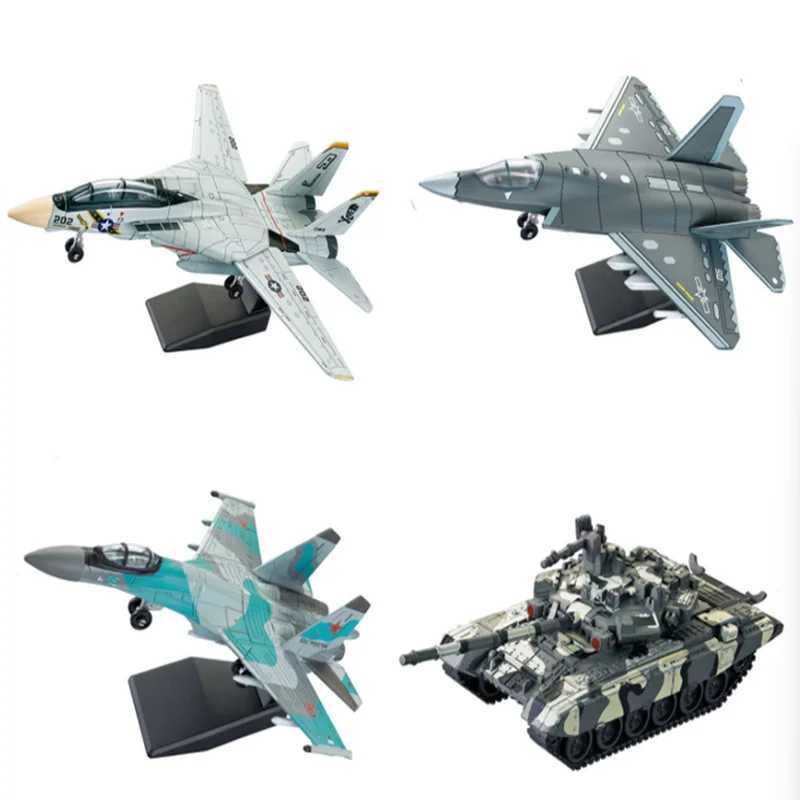 DIY Military Model Building Block Toy F14 Tomcat J-35 Stealth Su35s Multi-Purpose Fighter T90 Main Battle Tank Boy Birthday Gift C251118