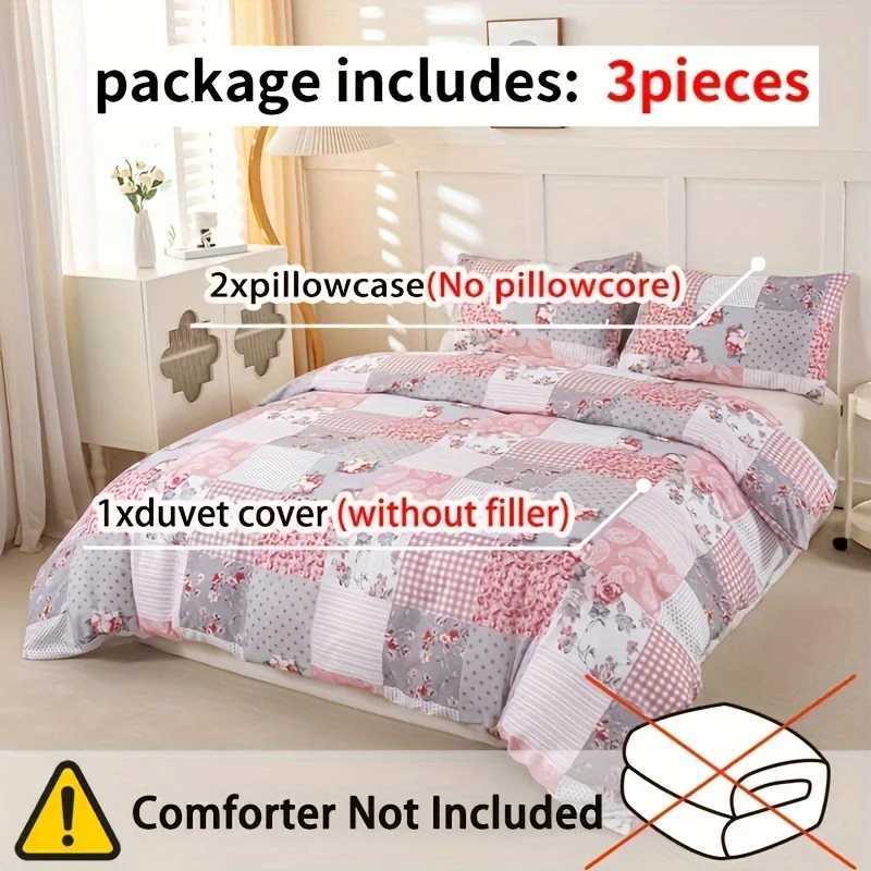 3pcs Splicing floral Pattern Duvet Cover Set Soft Skin-Friendly Bedding Set Includes 1 Duvet Cover And 2 casesM251118