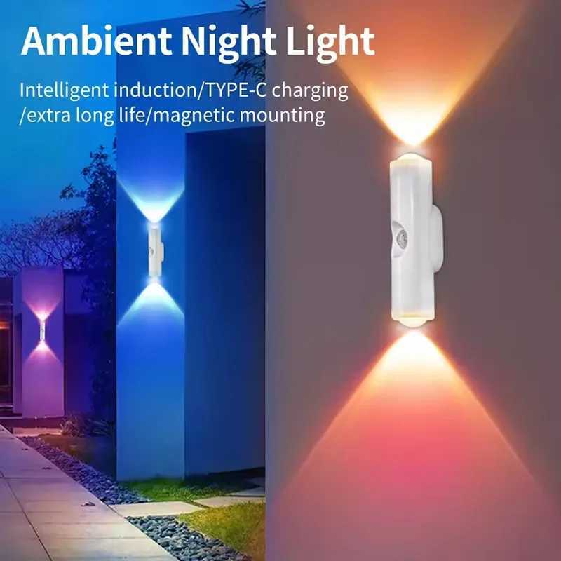 Double-head Under Cabinet Light LED Night Light with Motion Sensor Magnetic Wall Lamp Mood Ambient Light for Hallway Stair M251118