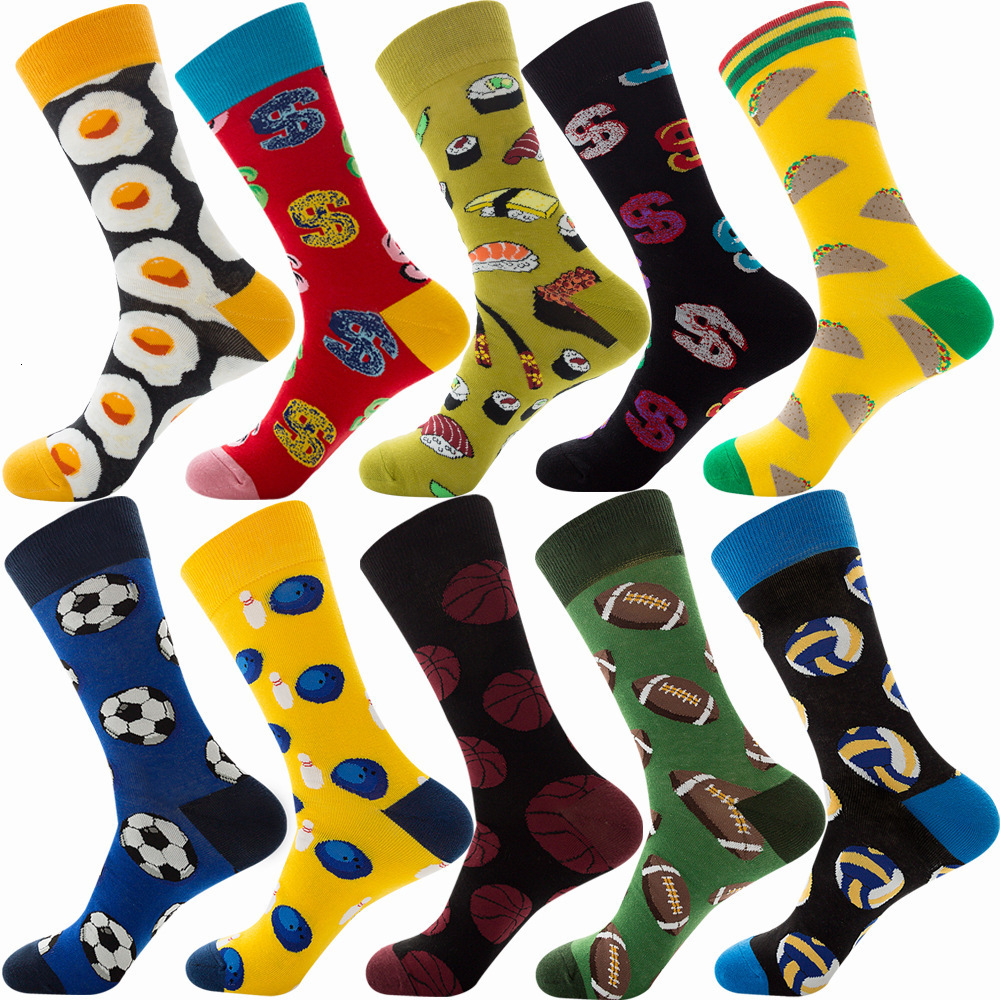 New autumn Diamond Mens socks Christmas animal fruit socks food dots