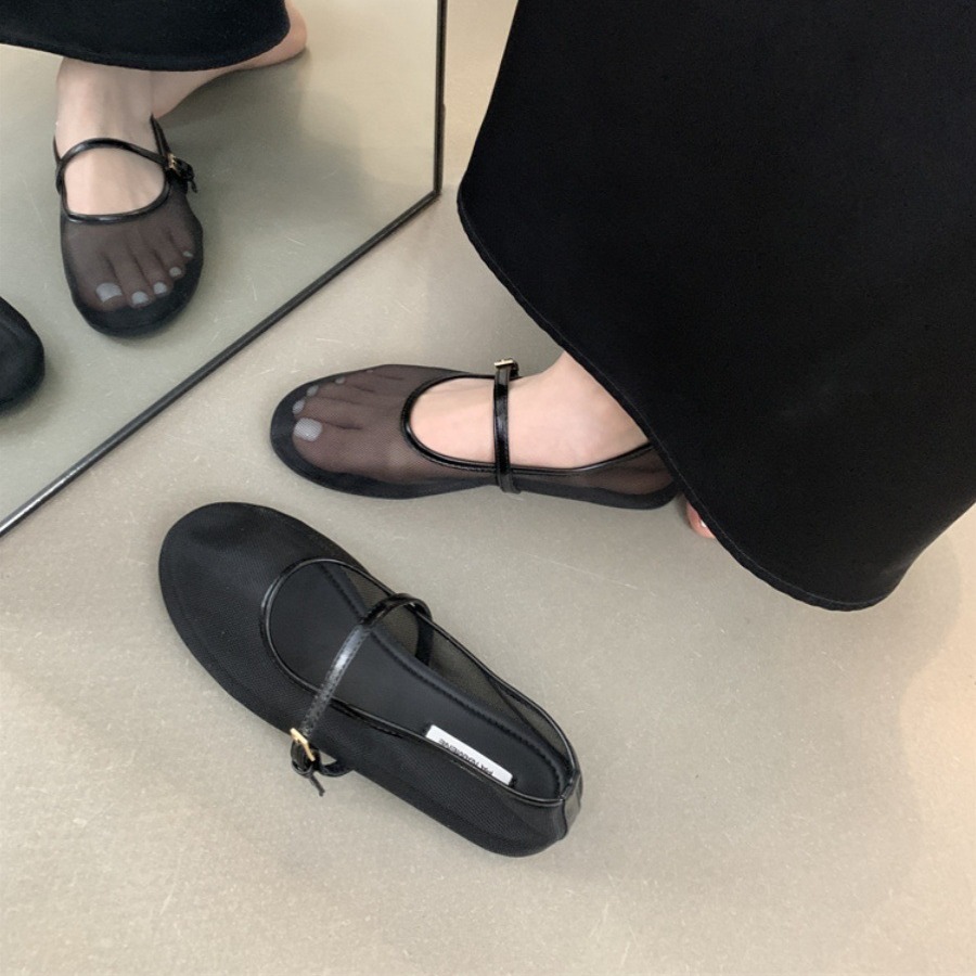 2025 new Autumn Women Mesh Fabric Ballet Flat Fashion hurenlakeshoes Shallow Elastic Band Ladies Comfort Soft Sole Mary Jane Shoes