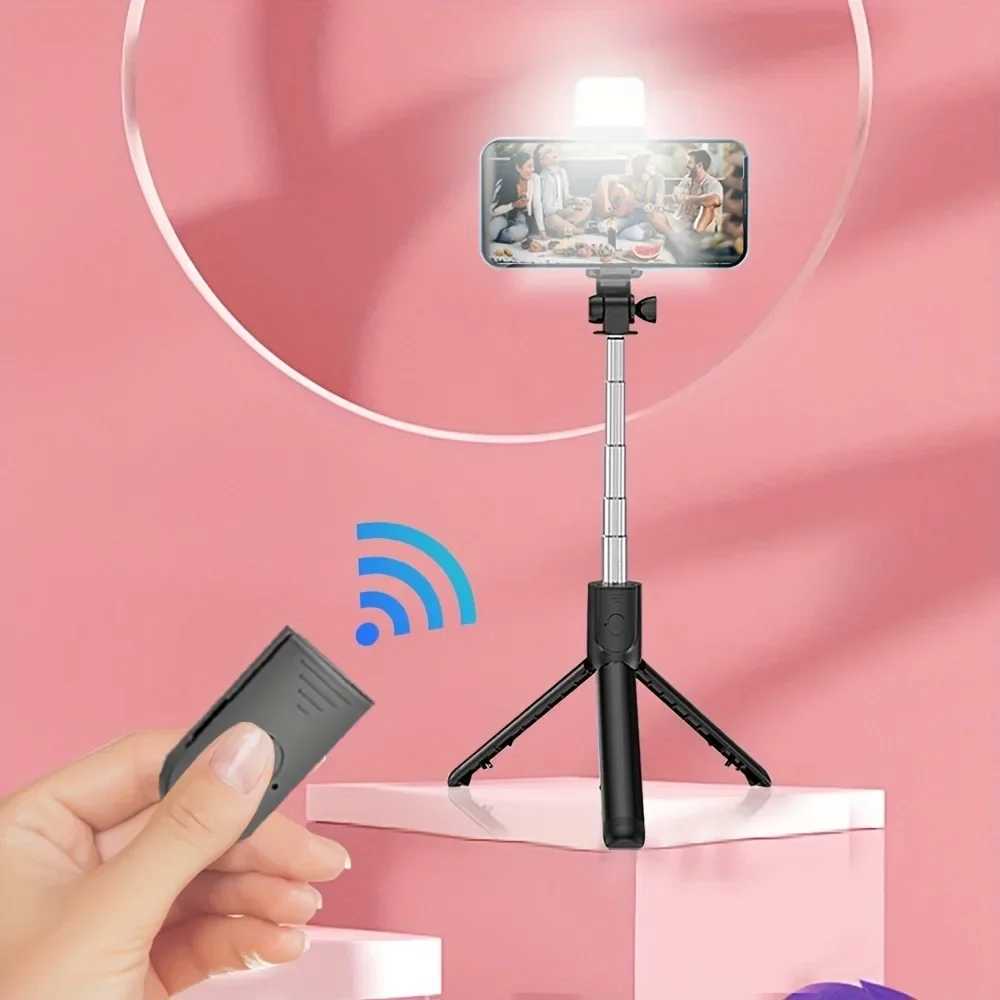 Portable wireless selfie stick for smartphones 28 inch tripod with remote folding stand used for Vlog shooting and recording Z250418