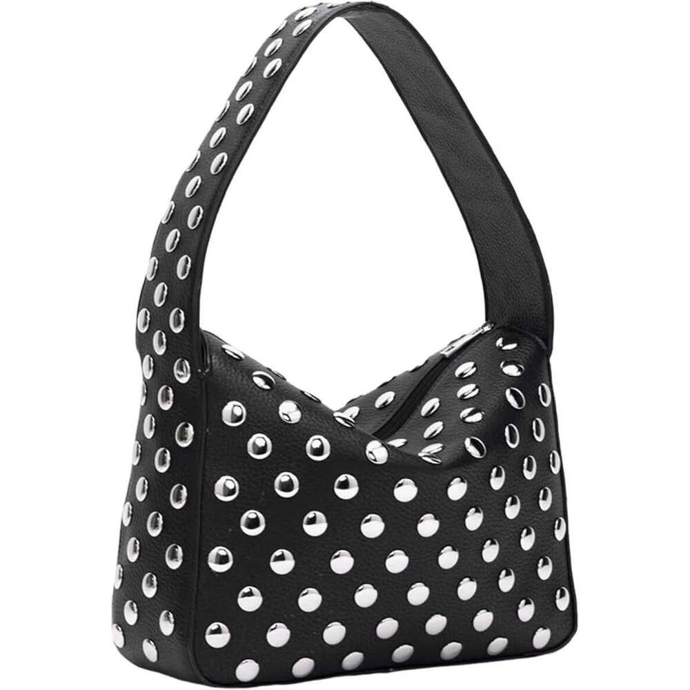 Fashion Rivet Women Shoulder Bags Punk Style Lady Handbags Pu Leather Pillow Shaped Female Trend Underarm Bag