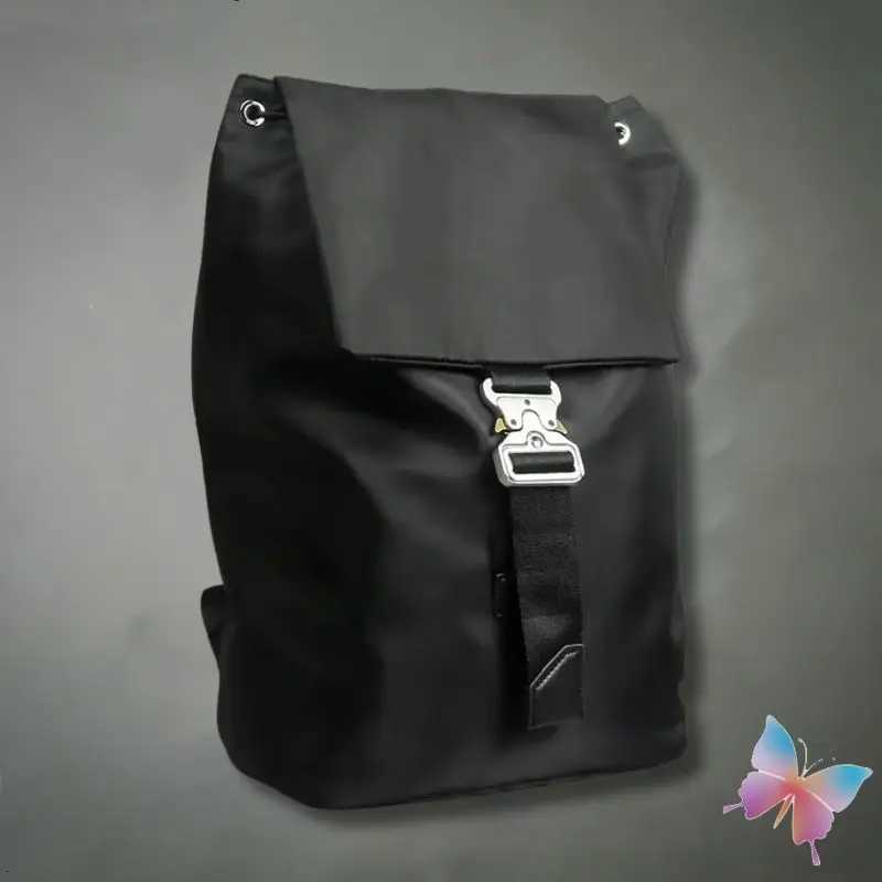 Black 1017 ALYX 9SM Backpacks Large Capacity Drawstring Nylon Function Tactical Metal Socket Letter Flip Bucket BagsW251118