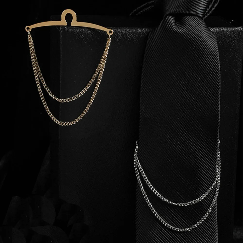 Vintage Men Tie Clip Shirt Chain Buckle U-Shaped Tie Clips Chain Jewelry Business Banquet Wedding Formal Tie Necktie Accessories 250417