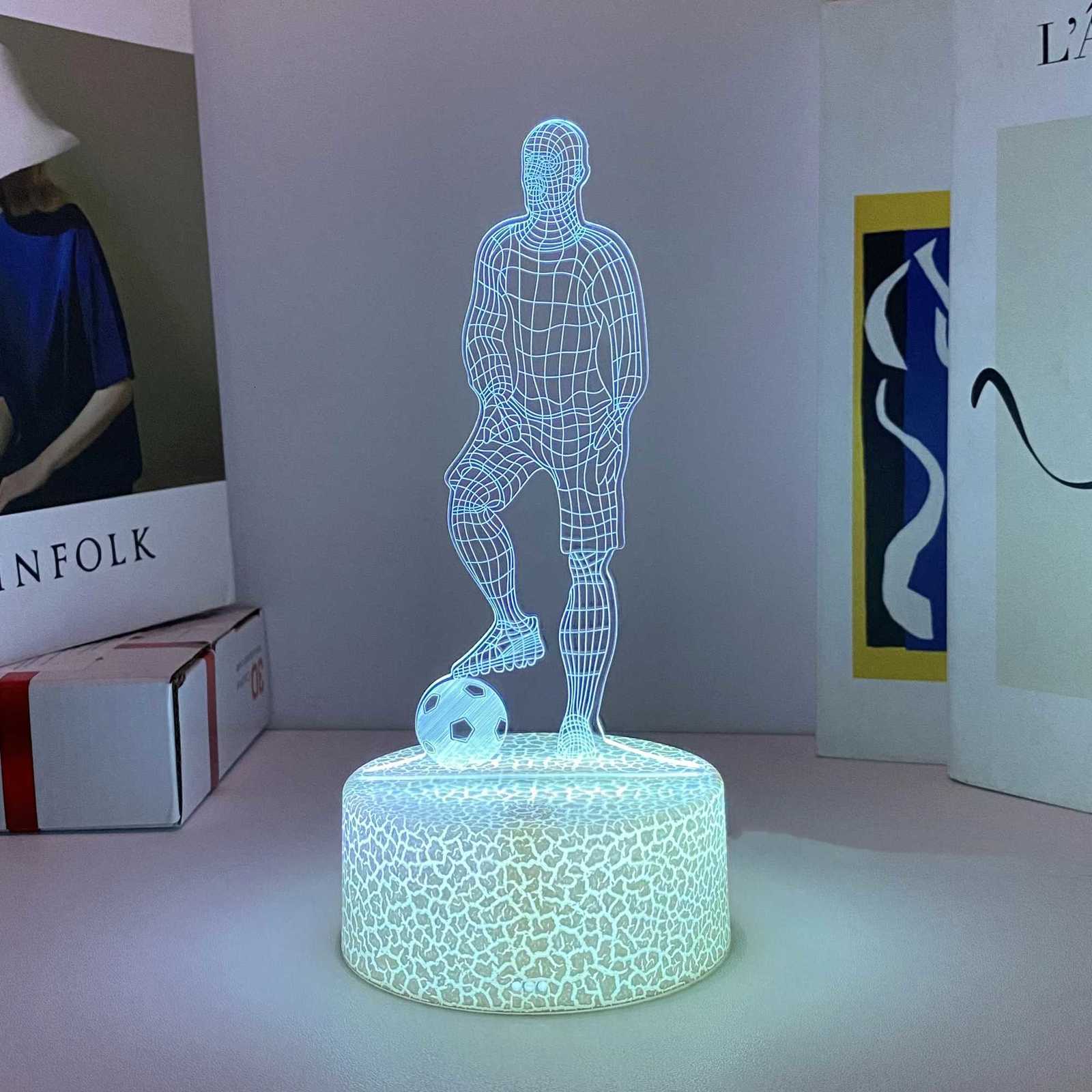 1pcs football player pattern night light USB 3D atmosphere decorative light birthday gifts for family and friends M251118