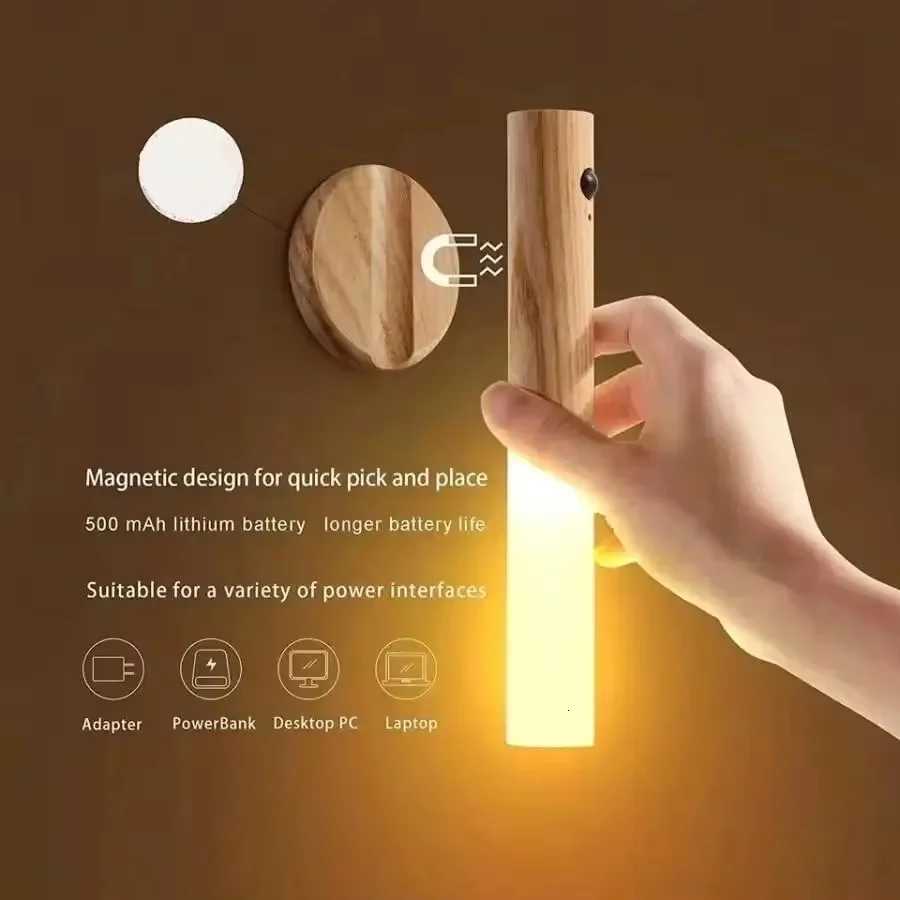 LED USB Night Light Magnetic Wall Lamp Intelligent Light Sensor Control Night Light Closet Light Home Bedroom Table Move Lamp M251118