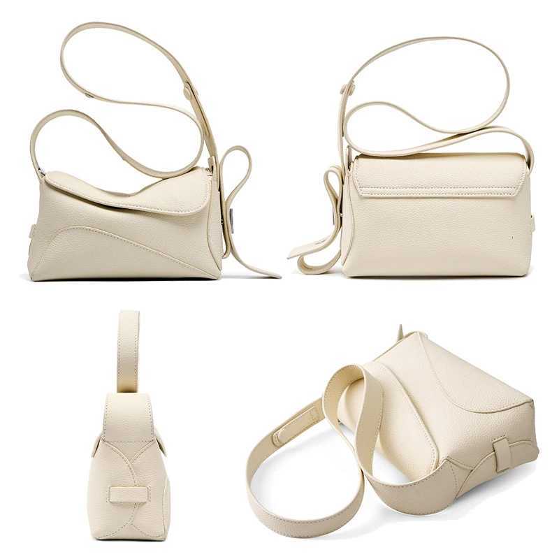 Genuine Leather Underarm Bag For Womens Summer New Versatile Shoulder Bag With Geometric Streamlined Design Crossbody HandbagW251118