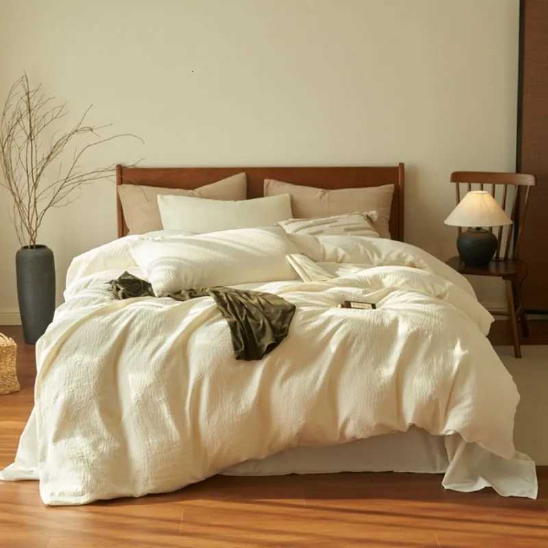 Pure cotton three-layer yarn bed four-piece set 100 cotton bedding simple quilt cover bed sheet three-piece bed hatM251118