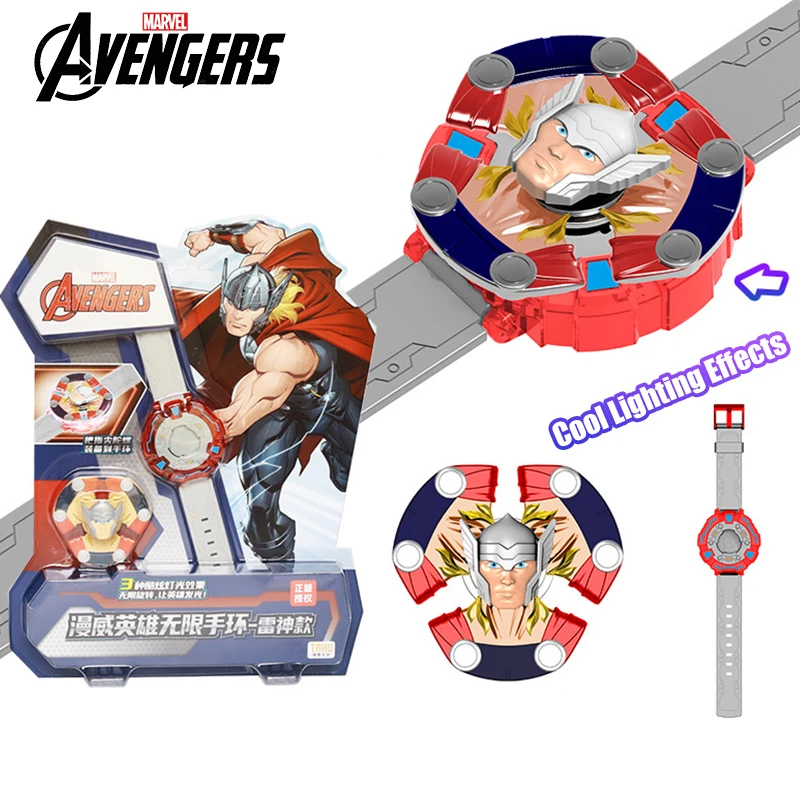 Marvel Avengers Licensed Thor Style Fidget Spinner Role Play Set with LED Wristband 3D Glare Effects Collectible Toys Bulk Stock Kids Birthday Gifts