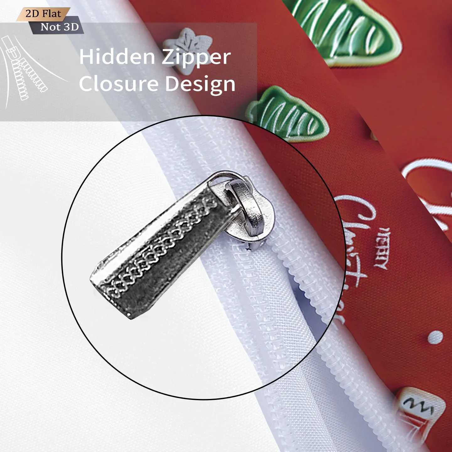 3pcs red Christmas print coreless duvet set MUlti size bedroom dormitory bedding decoration soft machine washableM251118