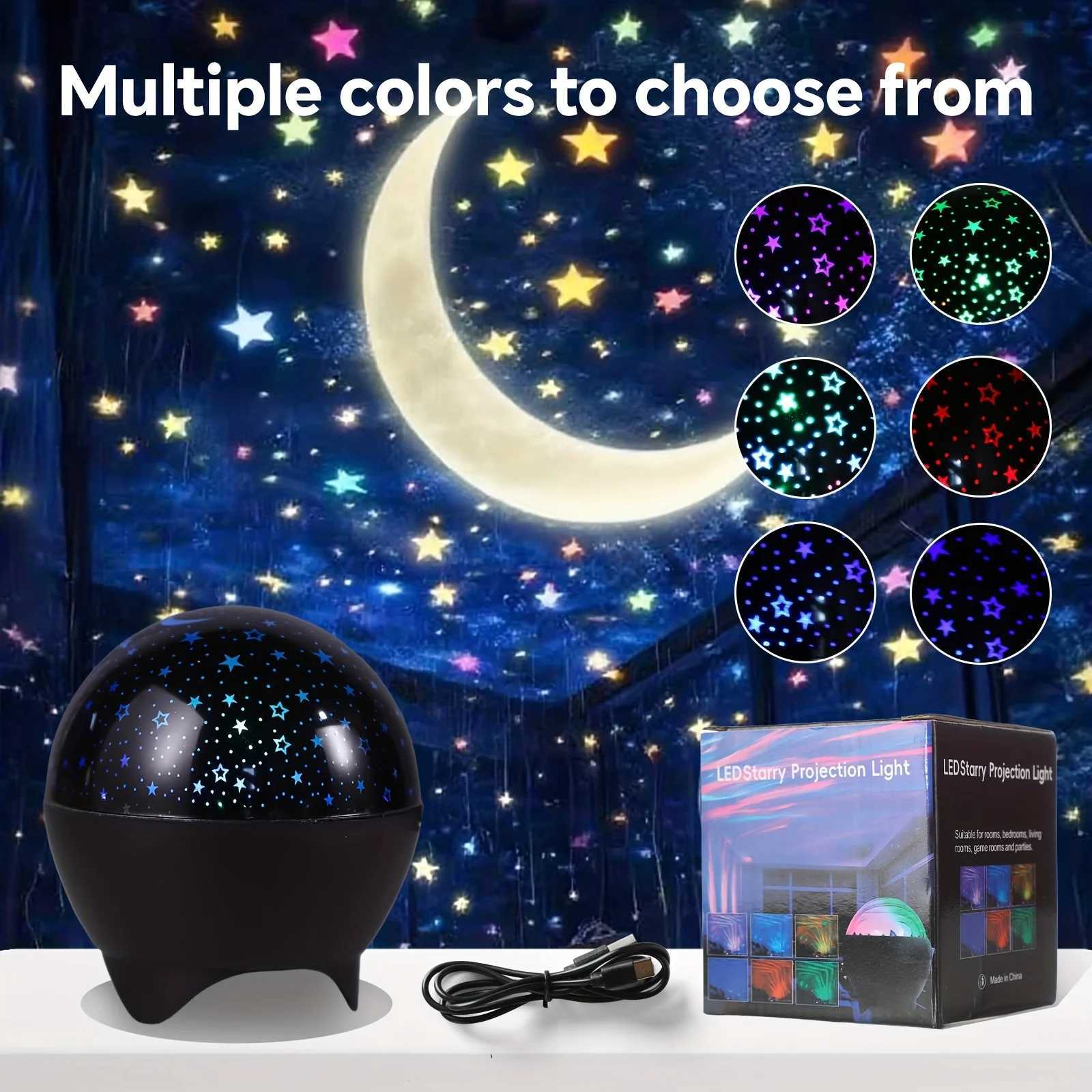 Starry Sky Projector Light 7Modes LED Night Light Galaxy Moon Ambient Light for Kids Room Decor Christmas Birthday Gift USB Plug M251118