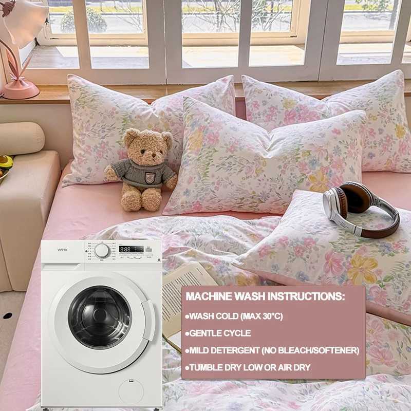 100 Cotton Printed Duvet Cover Set with cases - Floral Style Bedding Set Breathable Hypoallergenic Machine WashableM251118