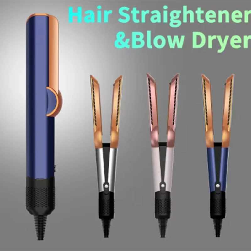 2-in-1 professional straightener and hair dryer heated straightening iron for home and travel use W250418