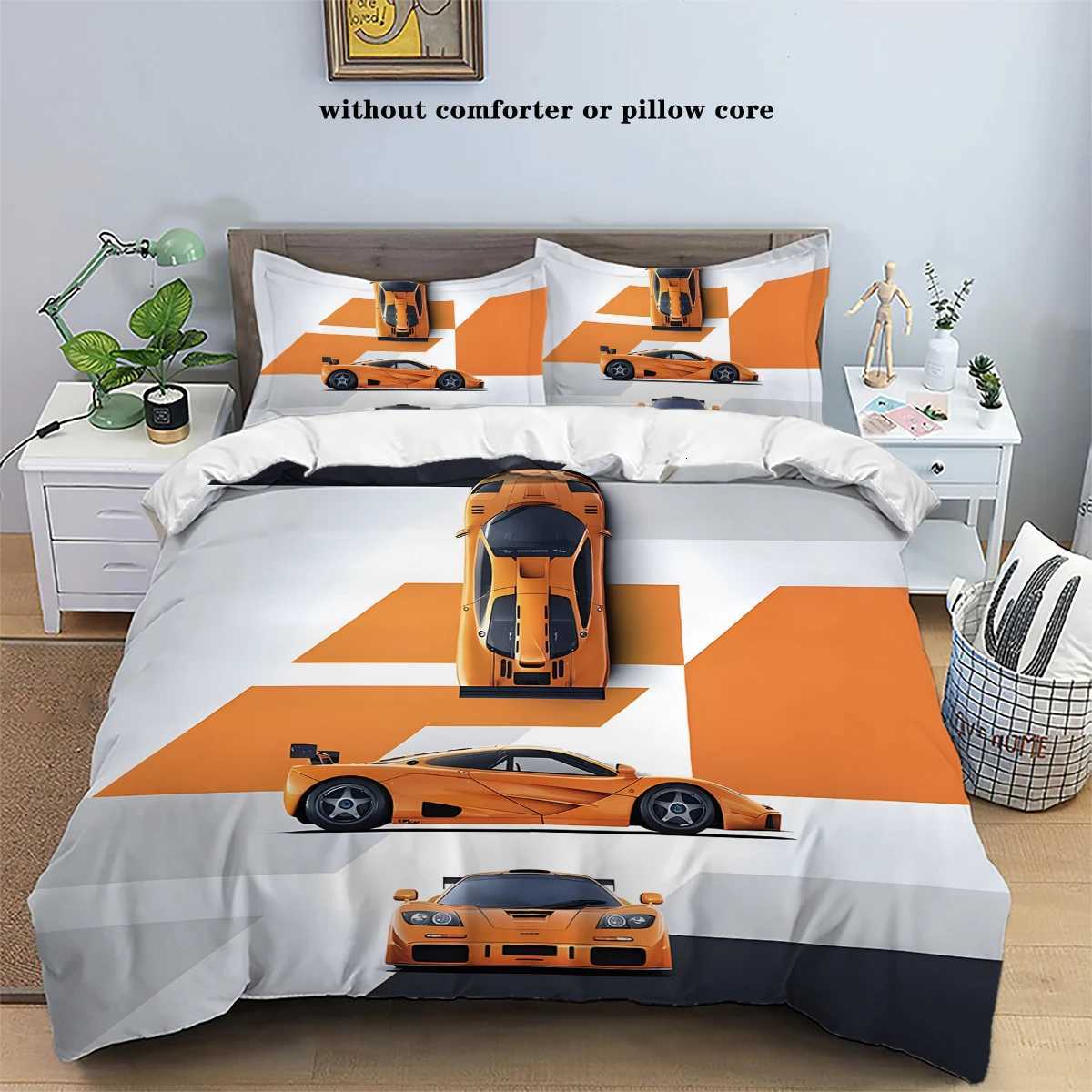 3pcs sports car racing print bedding set 1 quilt cover 2 cases unfilled skin-friendly breathable anti-pillingM251118