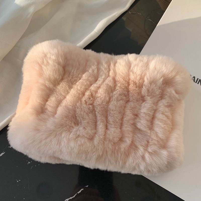 Women Handmade Stretch Rabbit Fur Scarf Knit Genuine Rex Rabbit Fur Headbands Girls Natural Rabbit Fur Ring Scarves 251022