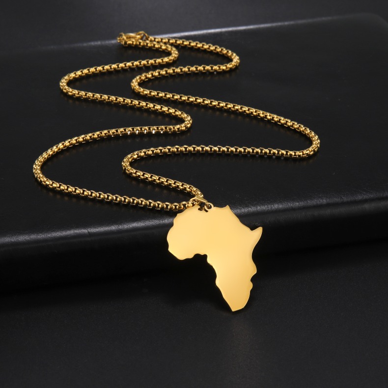 Men's Africa Map Necklace Top 18K Gold Plated Maps Pendant Necklaces Gold Chains Africa Continent Motherland Home Hip Hop Fine Jewelry for Women 