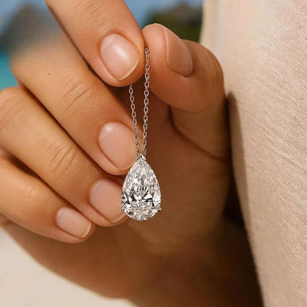 designer necklace for jewelry woman necklace designer for women Water Drop Solitaire Pendant Necklace for Women S925 Silver 1-4 Pear Cut Lab Diamond N - view 3