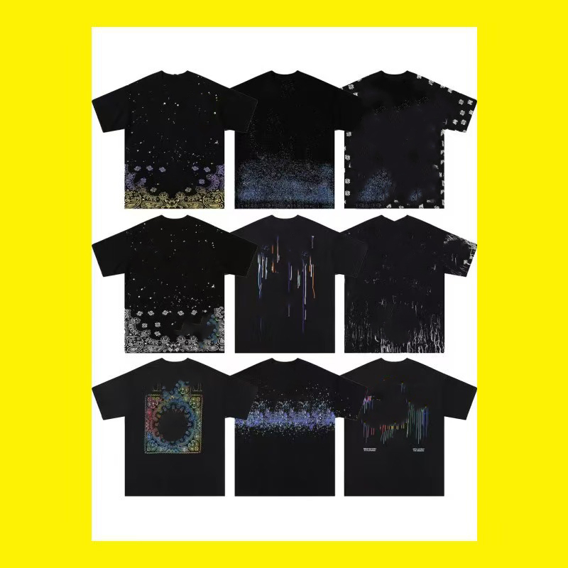 designer t shirt mens tshirt Summer Tees letter fluid ink splash round collar Unisex graphic tee High Street Retro Women T-shirt US SIZE S-XL