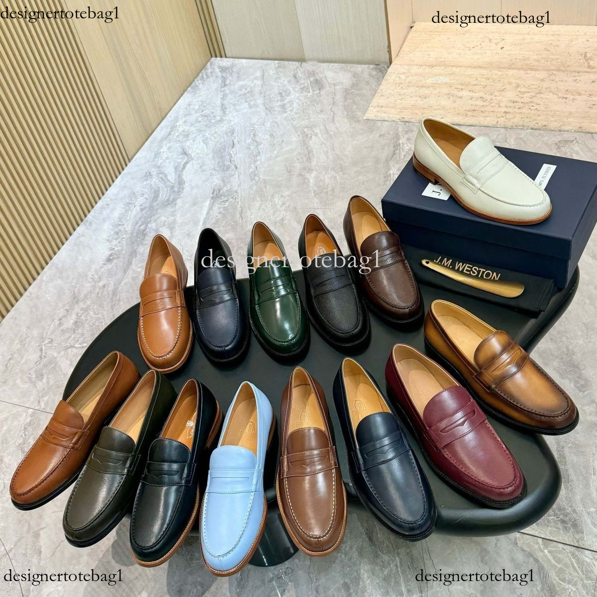 JM WESTON Derby Business Men's Shoes - Imported Lychee Grain Cowhide, Soft Velvet-Like Texture, Breathable Lining, Italian Cowhide Outsole 38-47