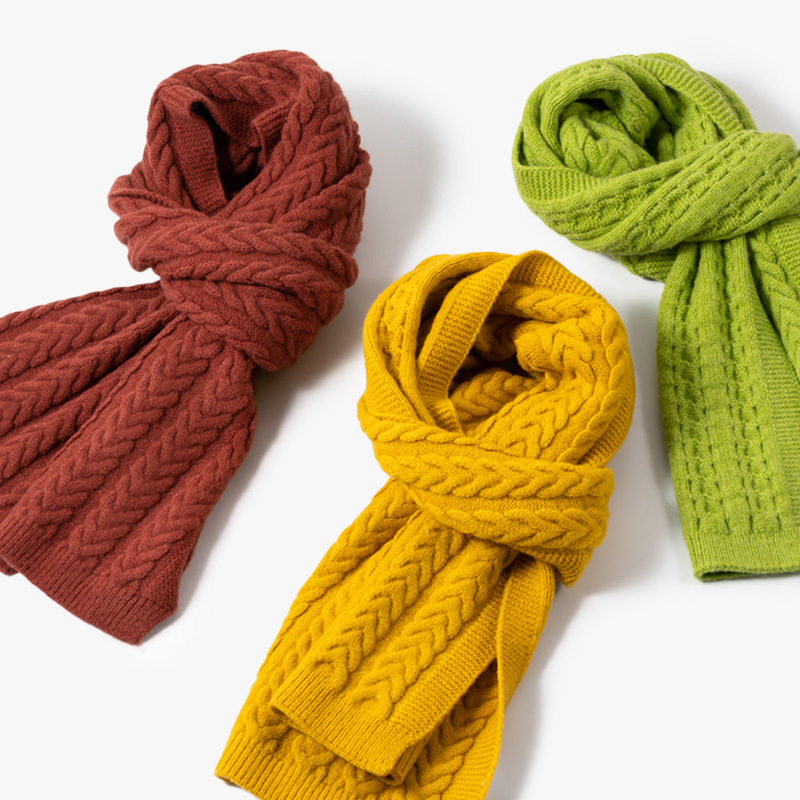 K434 Manufacturers customized knitted scarf wheat ear jacquard solid color all-match wool scarf autumn and winter cross-border women's scarf