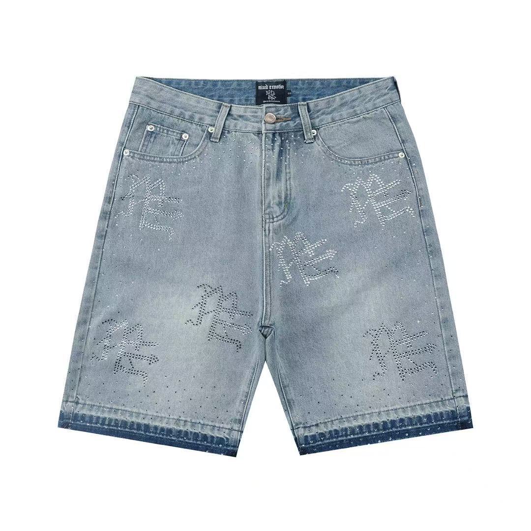 Men's T Shirts T-shirt Cotton Summer Letter Pearl Short Sleeve Edition Embroidered Diamond Loose Shorts Couple's