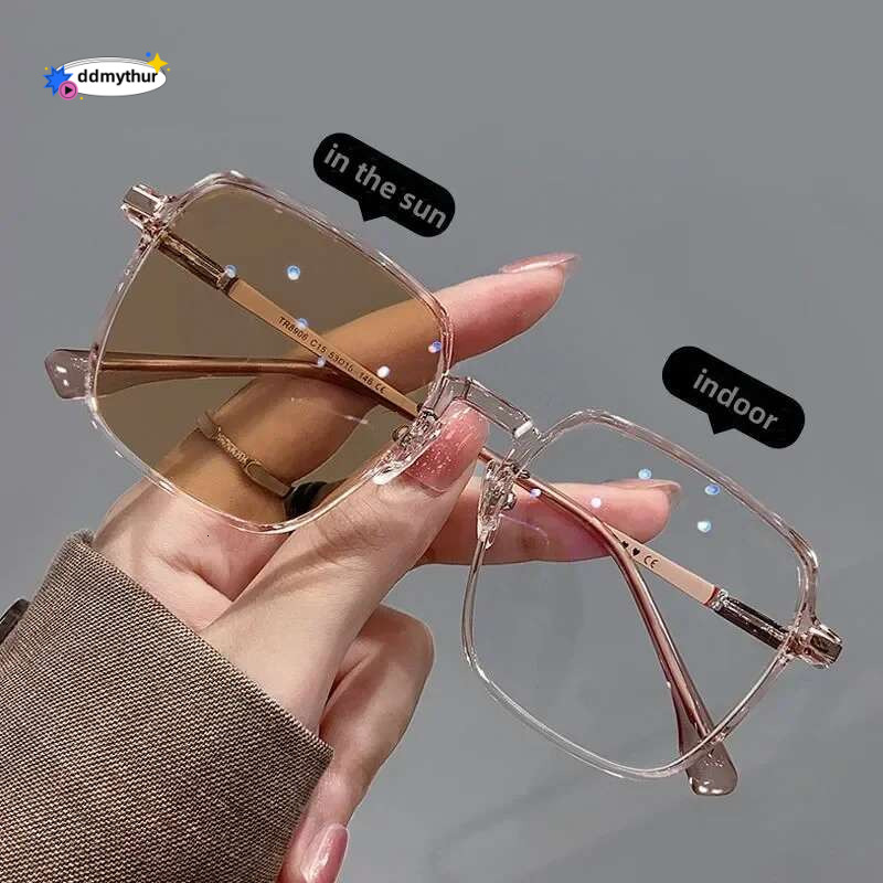 New Style Photochromic Mya Glasses Men Women Color Changing Eyeglasses Anti UV Sunglasses Short-sighted Eyewear 0~-6.0 ddmythur