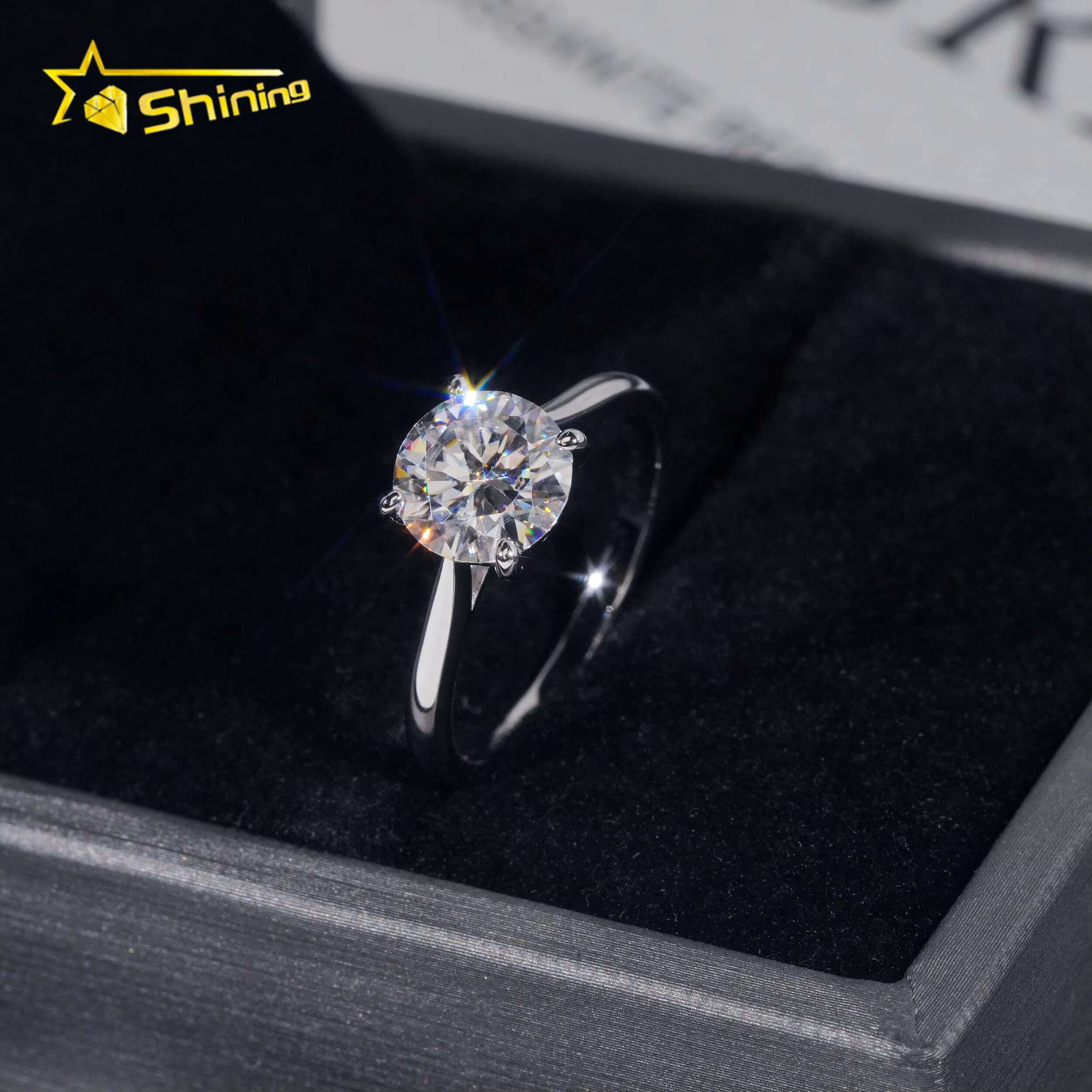 Classical Cathedral Setting Women Wedding Pass Dia Tester Moissanite Sterling Sier Gold Plated Engagement Ring