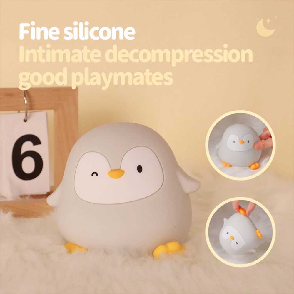 Cute Silicone Penguin Night Light Dimmable Novelty Kids Night Light With Touch Sensor USB Rechargeable Suitable For Kids Gifts M251118