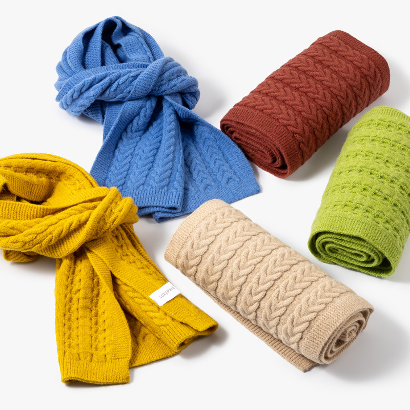 K434 Manufacturers customized knitted scarf wheat ear jacquard solid color all-match wool scarf autumn and winter cross-border women's scarf
