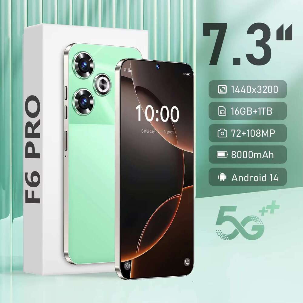 Nice Fn Factory Price 5G F6 Pro Android Mobile Phone 7.3-Inch 10-Core Processor 16GB + 1TB Display Dual SIM Gaming Smartphone