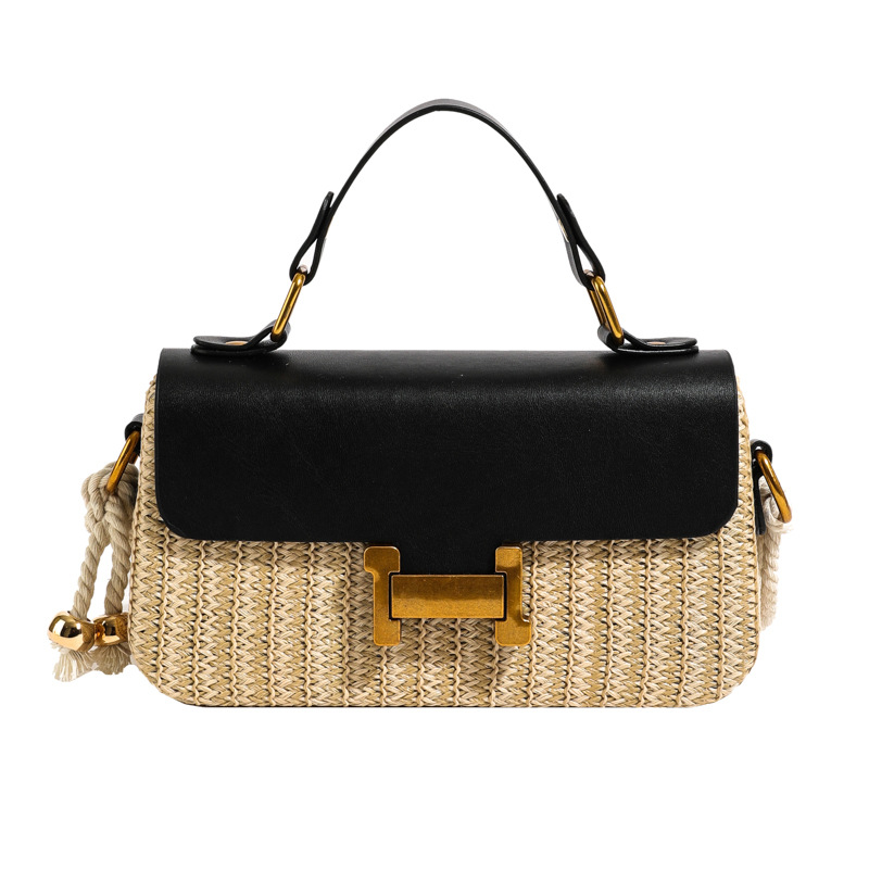 Versatile Small Square Straw Shoulder Bag - Modern Retro Designer Portable Messenger