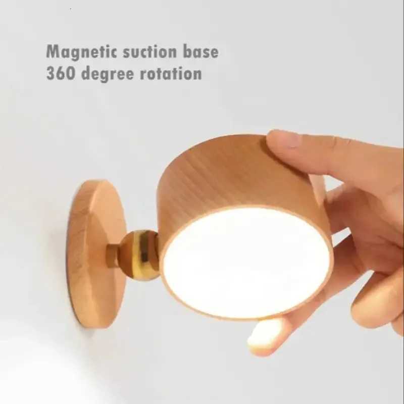 Wooden Indoor Bedroom Living Room Wall Mounted Lamp Down Touch Usb Charging 360 Degree Rotating Magnetic Sconce Light M251118